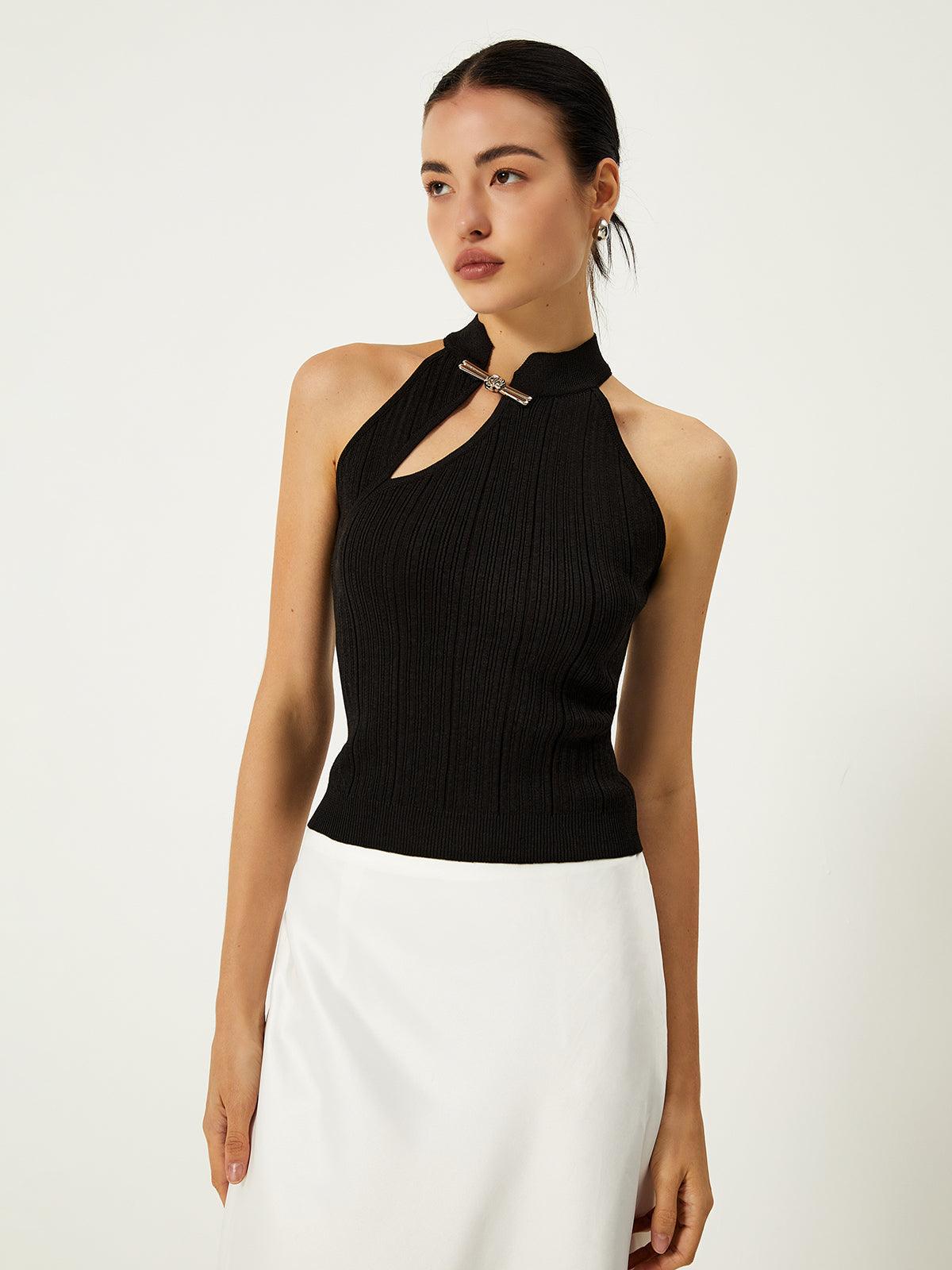 Asymmetrical Button Sweater Vest-thevervian
