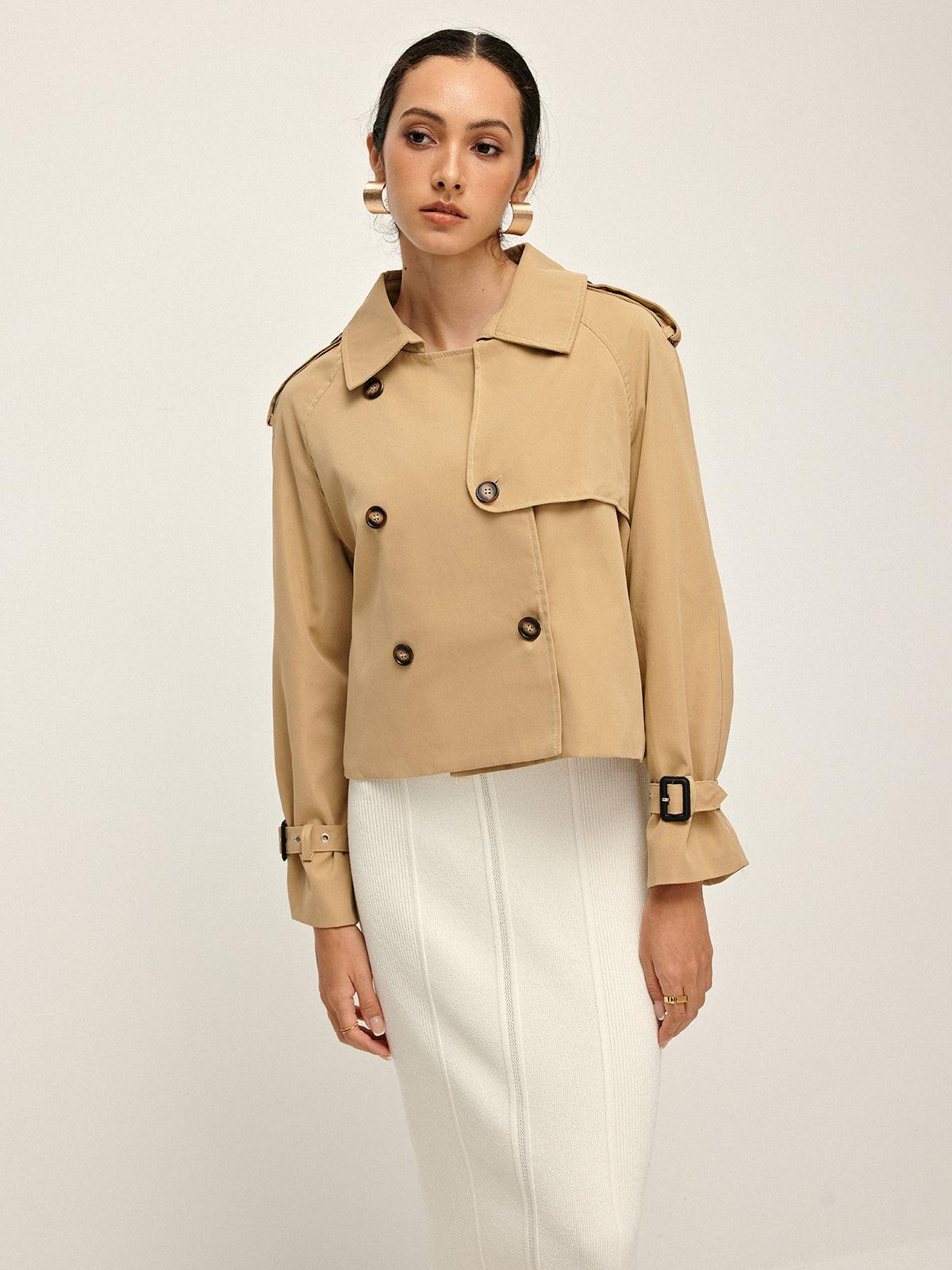 Breasted Lapel Trench Coat-thevervian