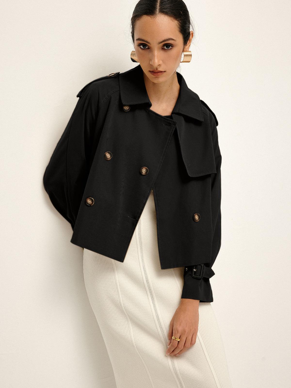 Breasted Lapel Trench Coat-thevervian