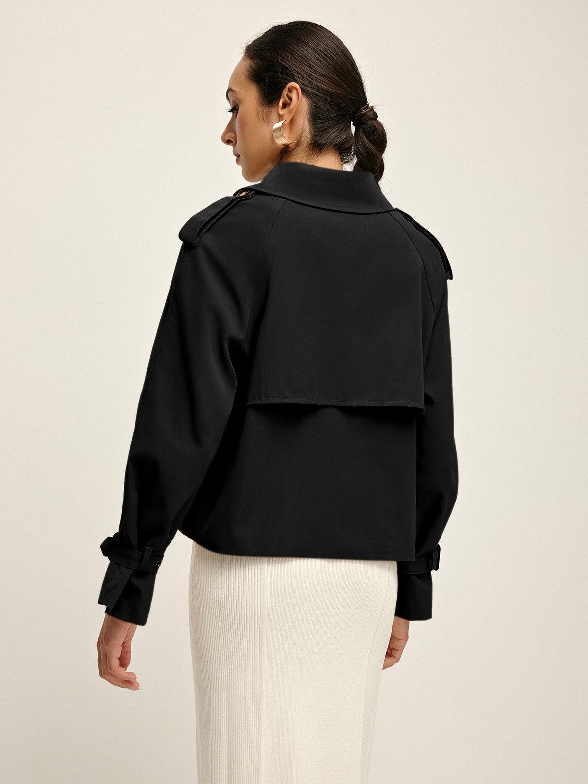 Breasted Lapel Trench Coat-thevervian