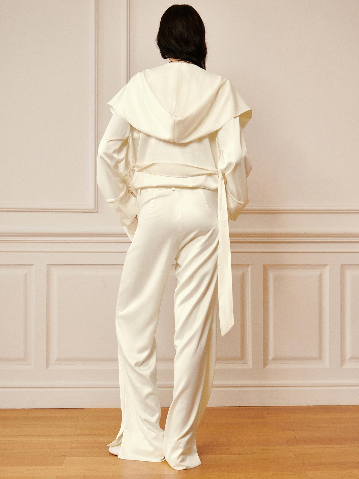 Satin Solid Split Palazzo Pants-thevervian