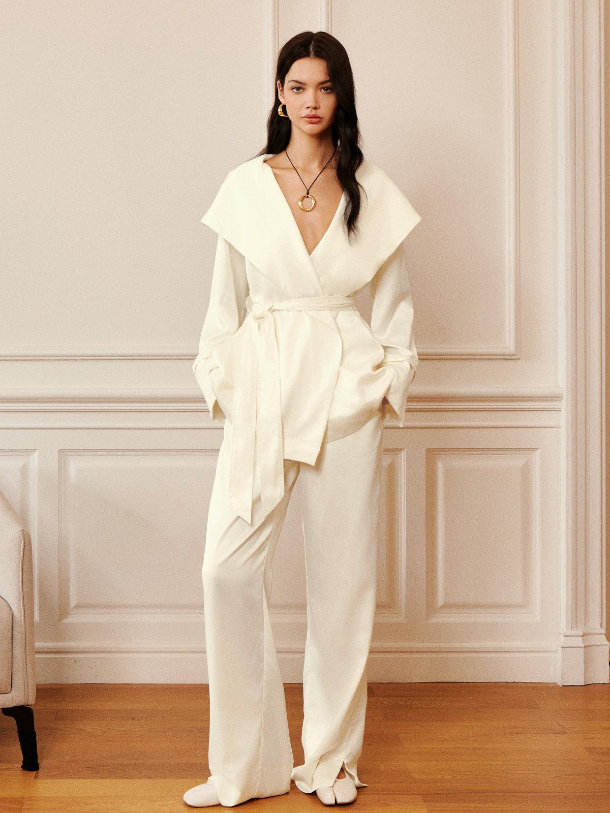 Satin Solid Split Palazzo Pants-thevervian
