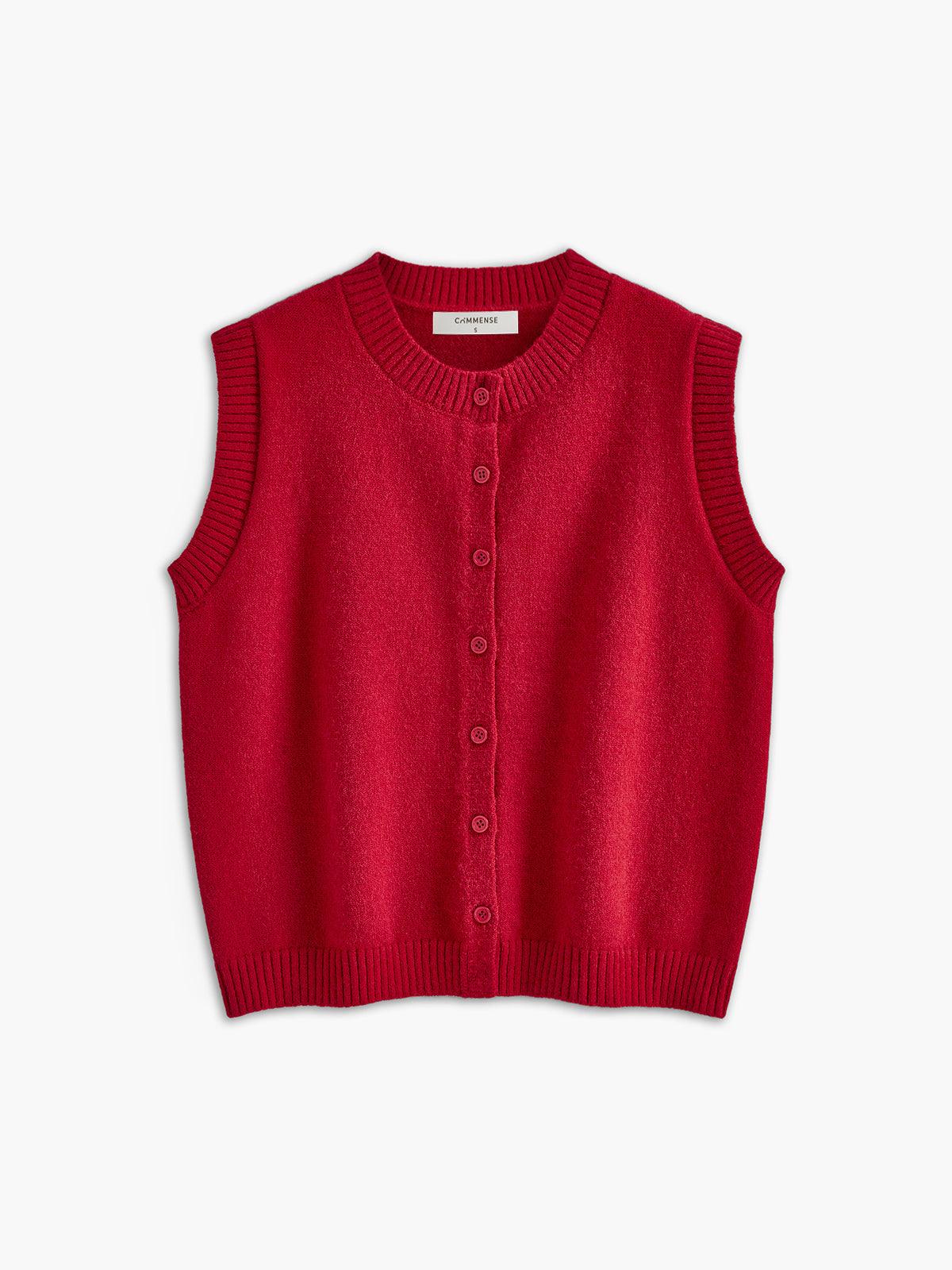 Casual Button Up Sweater Vest-thevervian