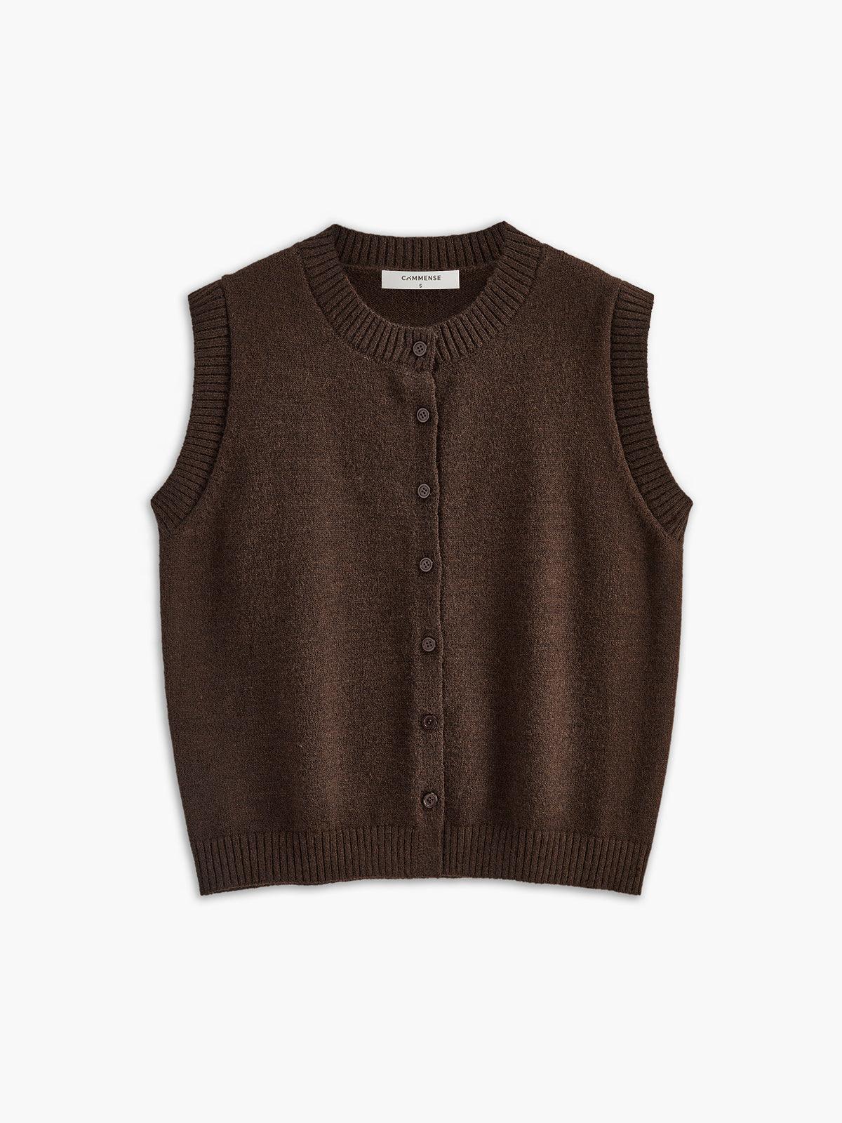 Casual Button Up Sweater Vest-thevervian