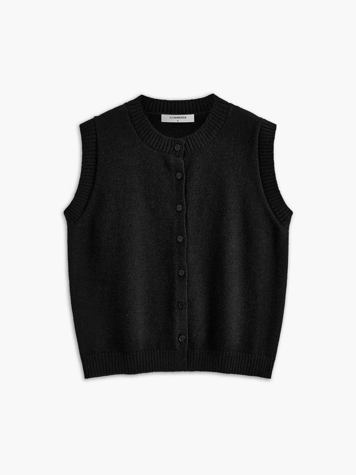 Casual Button Up Sweater Vest-thevervian