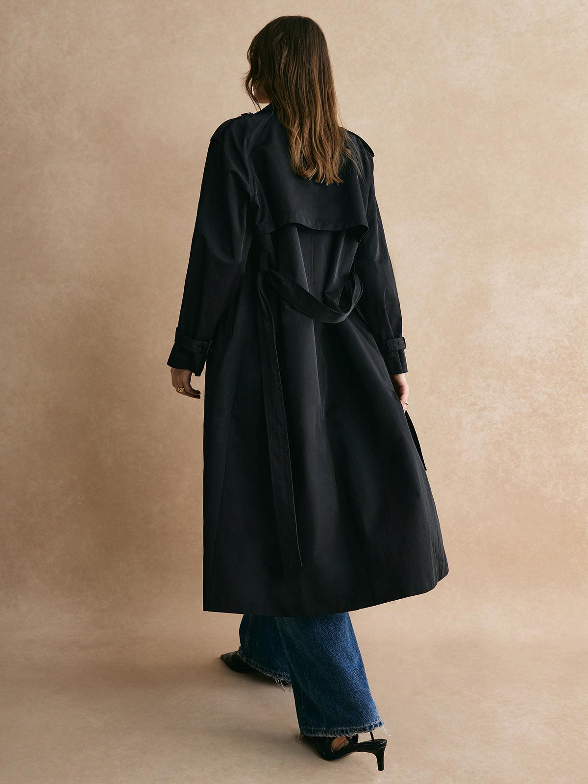 Casual Pockets Long Trench Coat-thevervian