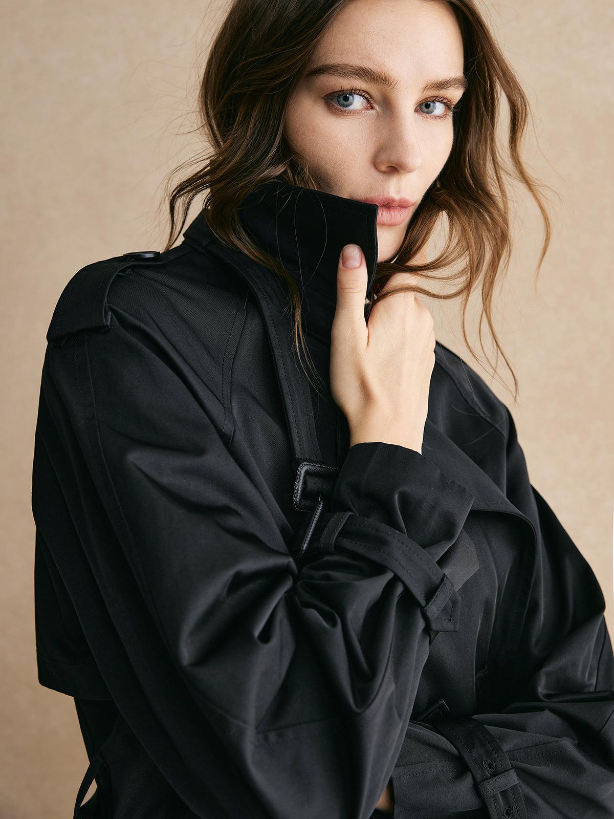 Casual Pockets Long Trench Coat-thevervian