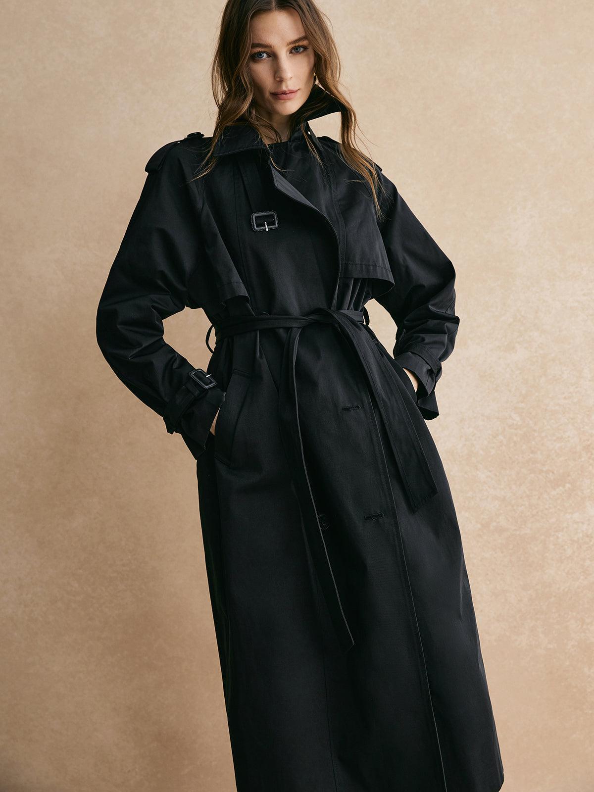Casual Pockets Long Trench Coat-thevervian
