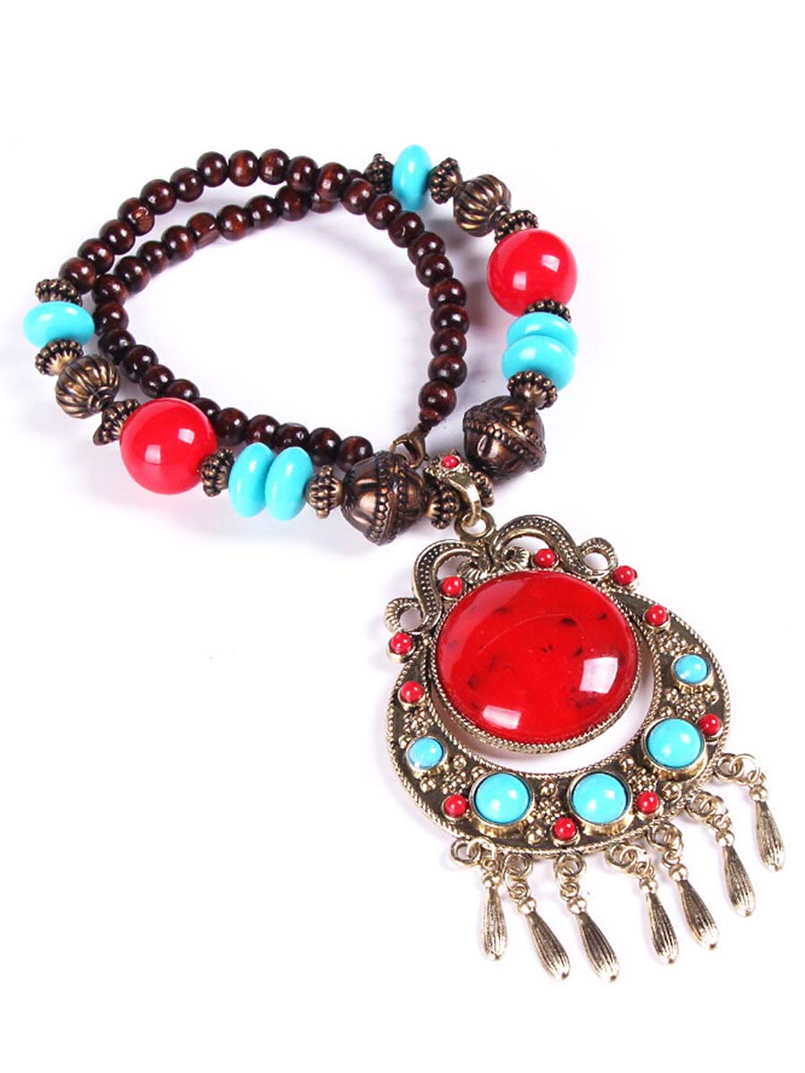 Bohemian Braided Rice Bead Necklace Sweater Chain-thevervian