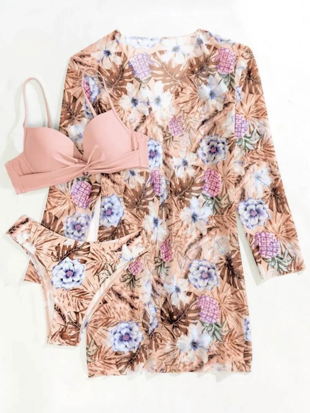 Printed Swimsuit Three-Piece Set-thevervian