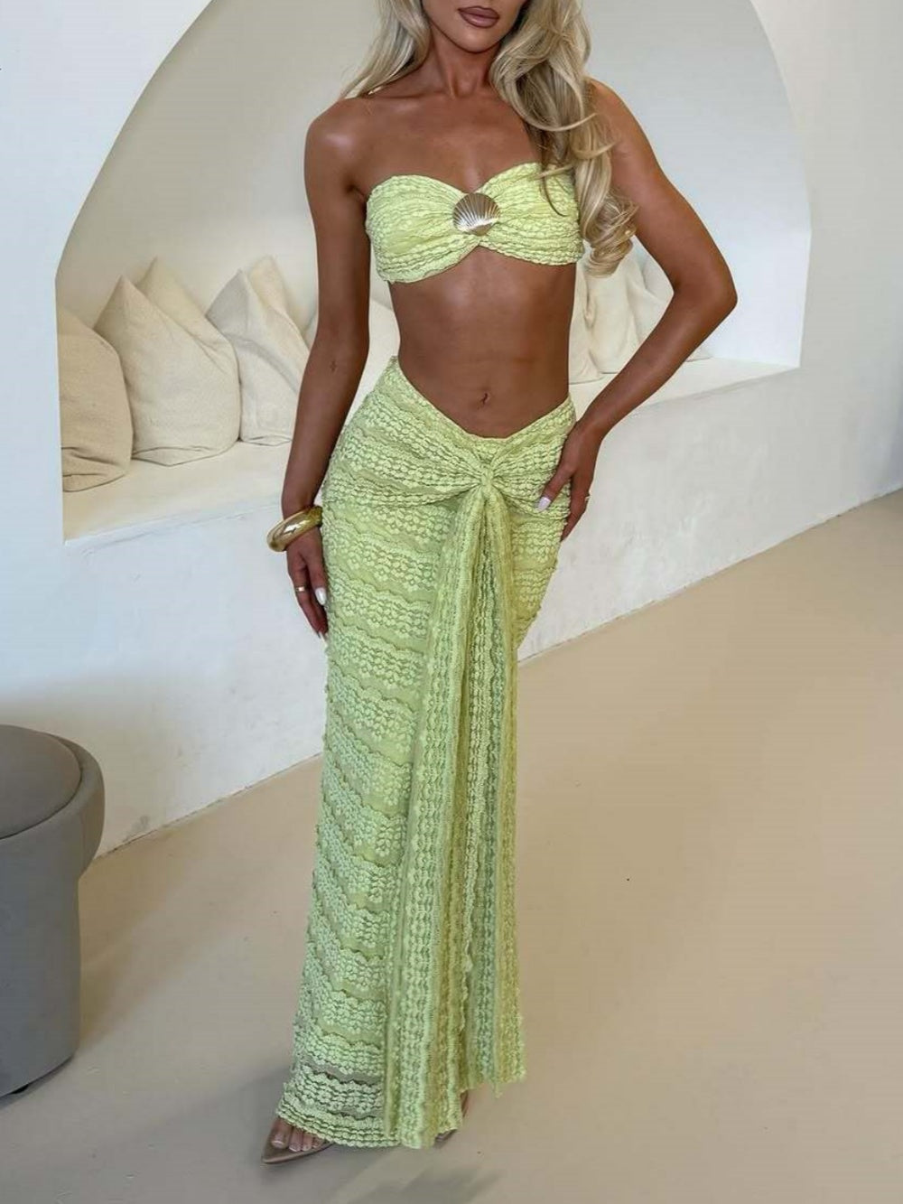 Shell swimsuit two piece set-thevervian