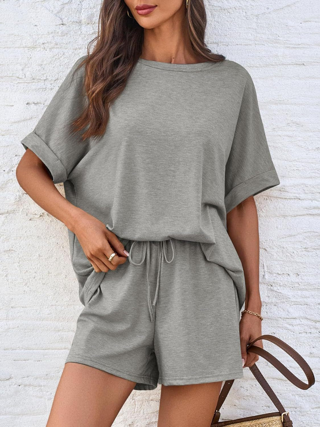 Bat short-sleeved T-shirt with drawstring shorts set-thevervian