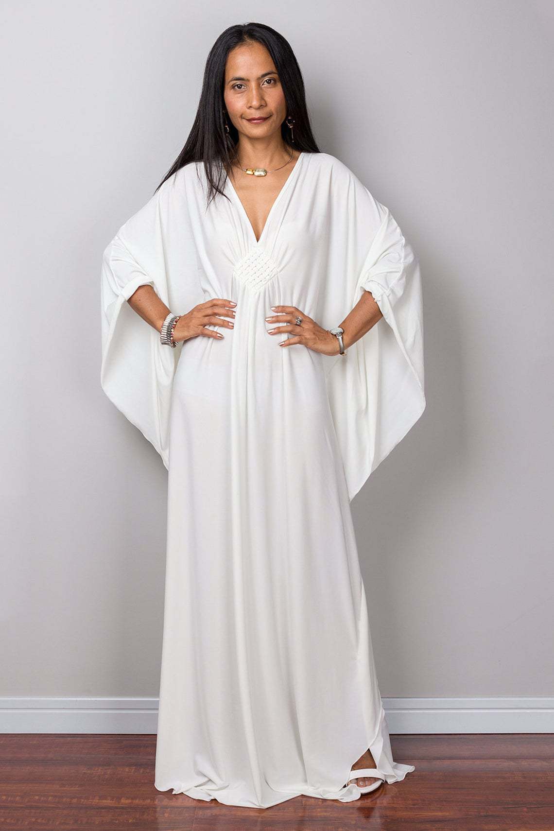 Rayon Beach Cover-Up Woven Loose Batwing Sleeve Vacation Bikini Sun Protection Robe