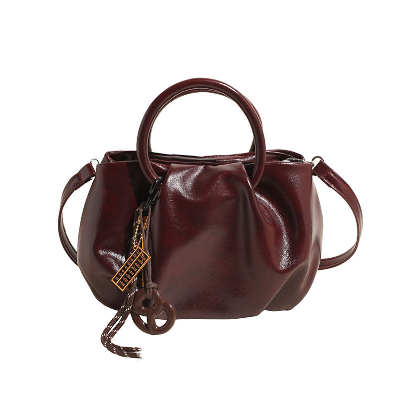 Lightweight crossbody handbag pleated cloud bag-thevervian