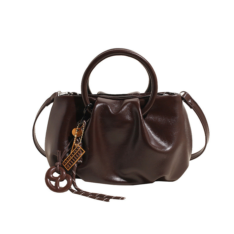 Lightweight crossbody handbag pleated cloud bag-thevervian