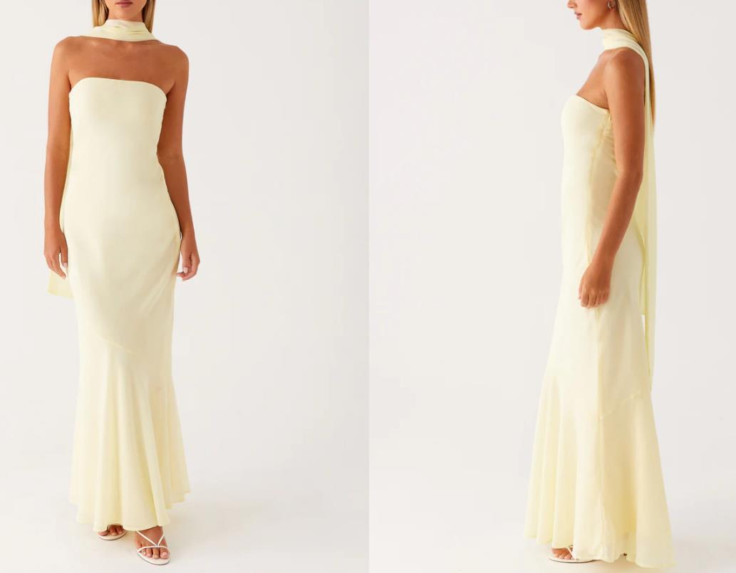 Strapless Floral Chiffon Maxi Dress – Elegant Flow Silhouette