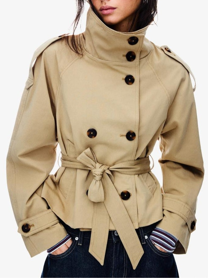 Early Fall Short Trench Jacket-thevervian