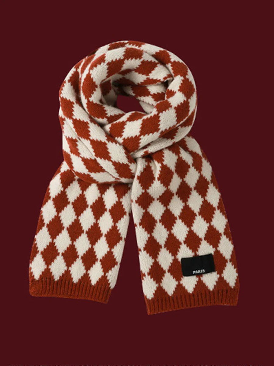 Christmas Fashion Retro Red Christmas Knitted Scarf-thevervian