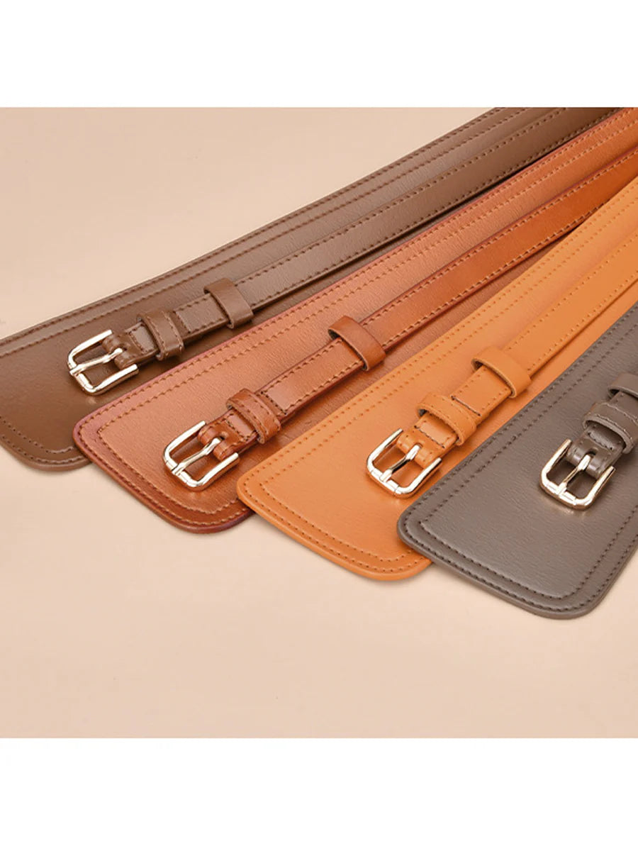 Women's Fashionable Imitation Leather Harness Wide Belt-thevervian