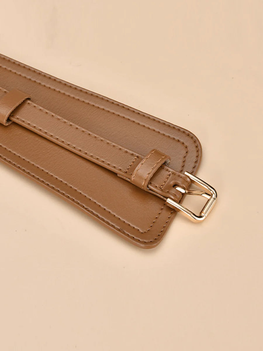 Women's Fashionable Imitation Leather Harness Wide Belt-thevervian