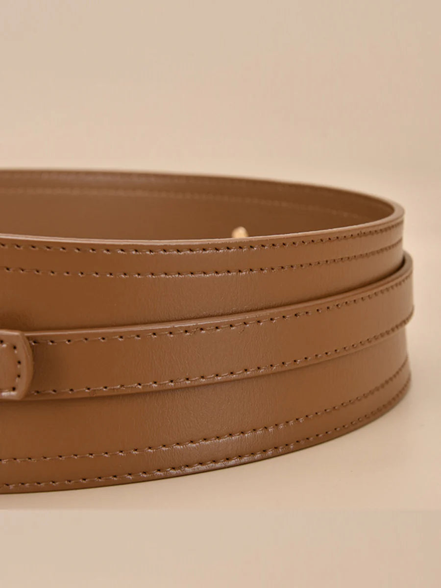 Women's Fashionable Imitation Leather Harness Wide Belt-thevervian