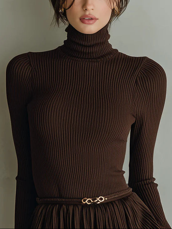 Stylish and elegant brown textured bodycon mini dress-thevervian