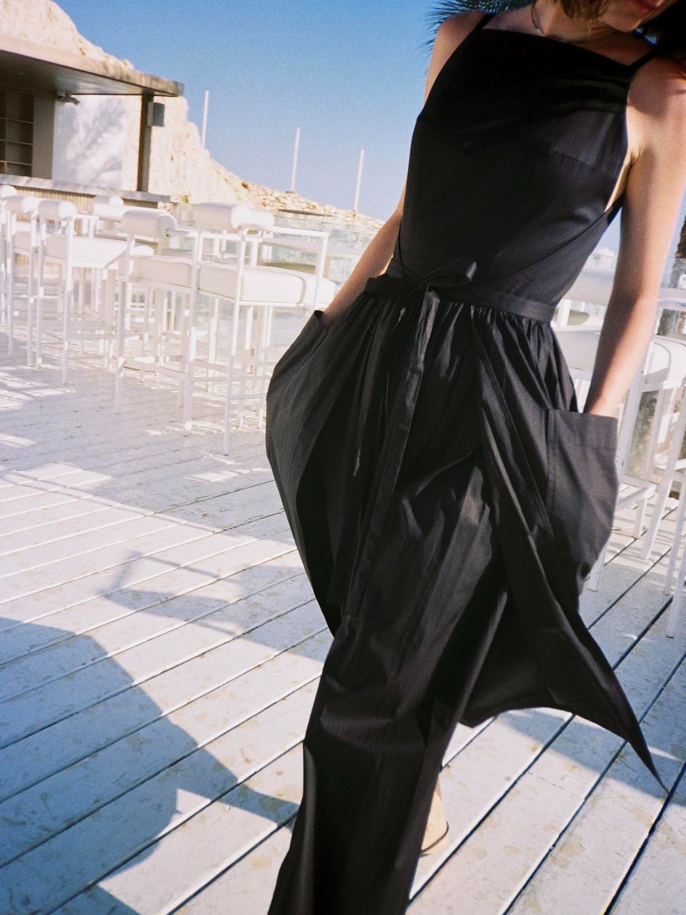 Sun Waist Midi Dress with No Side Seams-thevervian