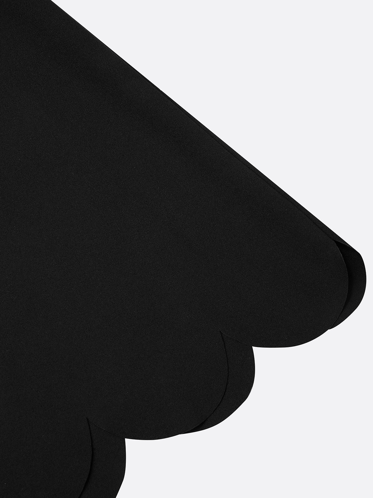 Black Irregular Craftsmanship Classic Square Neck Short Sleeve A-Line Midi Dress-thevervian