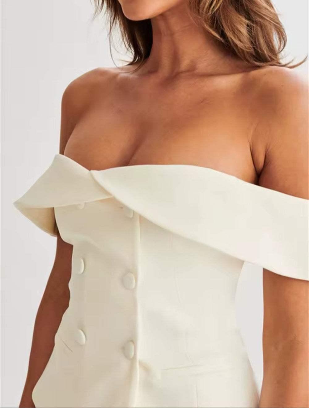One-shoulder Suit Top With Pleated Skirt Suit-thevervian