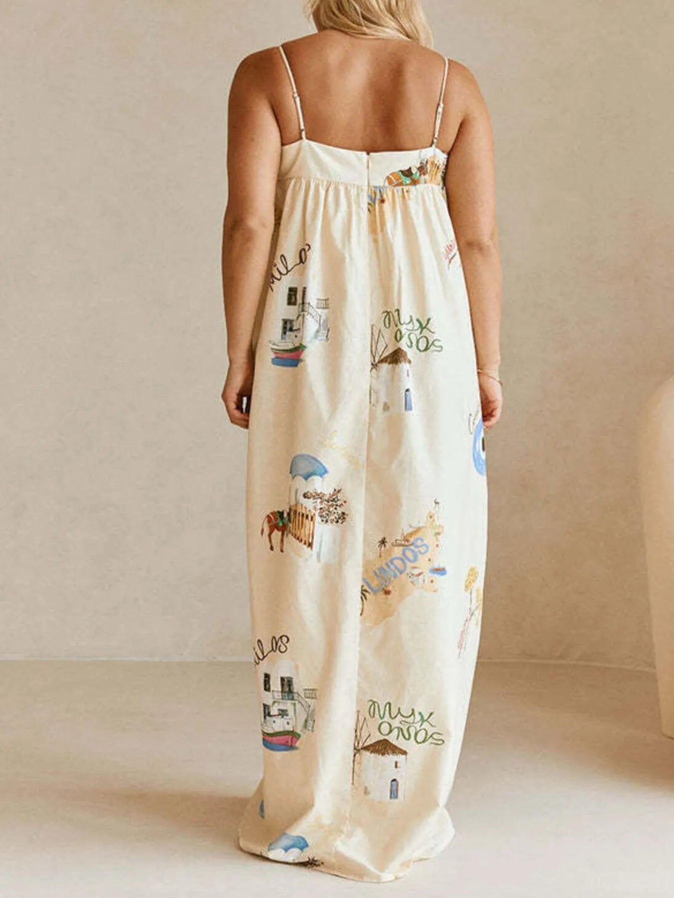 Strapless Square Neck Printed Maxi Dress-thevervian