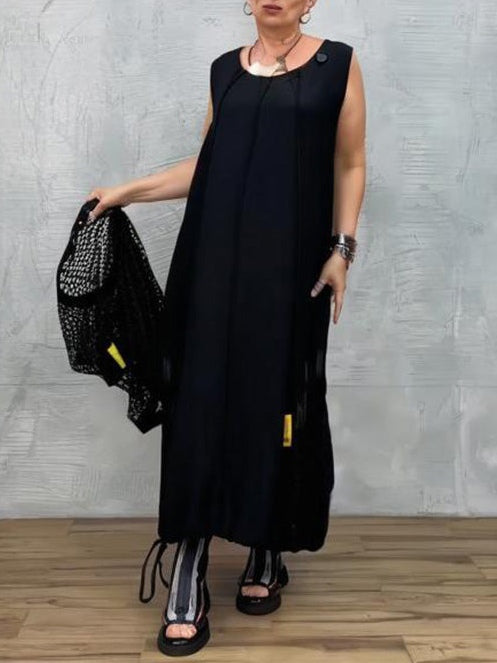 Black Mesh Sleeveless Dress and Cover-up Set-thevervian