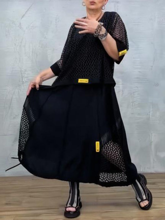 Black Mesh Sleeveless Dress and Cover-up Set-thevervian