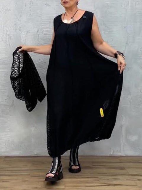 Black Mesh Sleeveless Dress and Cover-up Set-thevervian