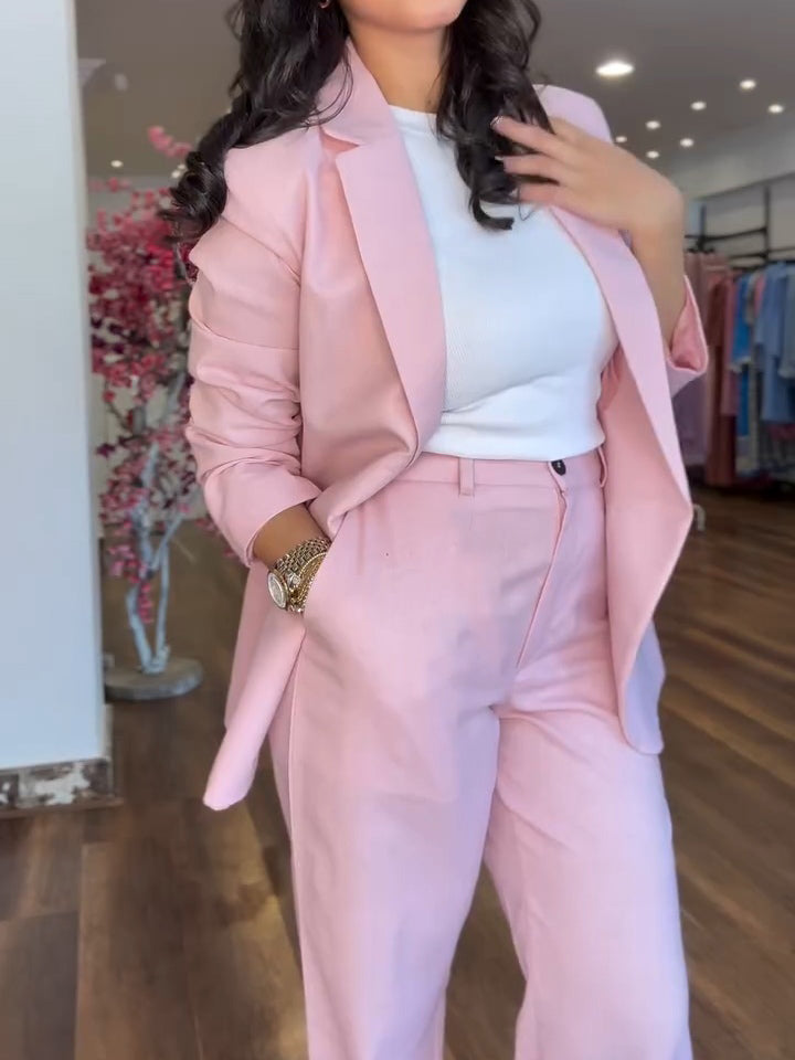 Pink Elegant and Modern Two-piece Suit-thevervian