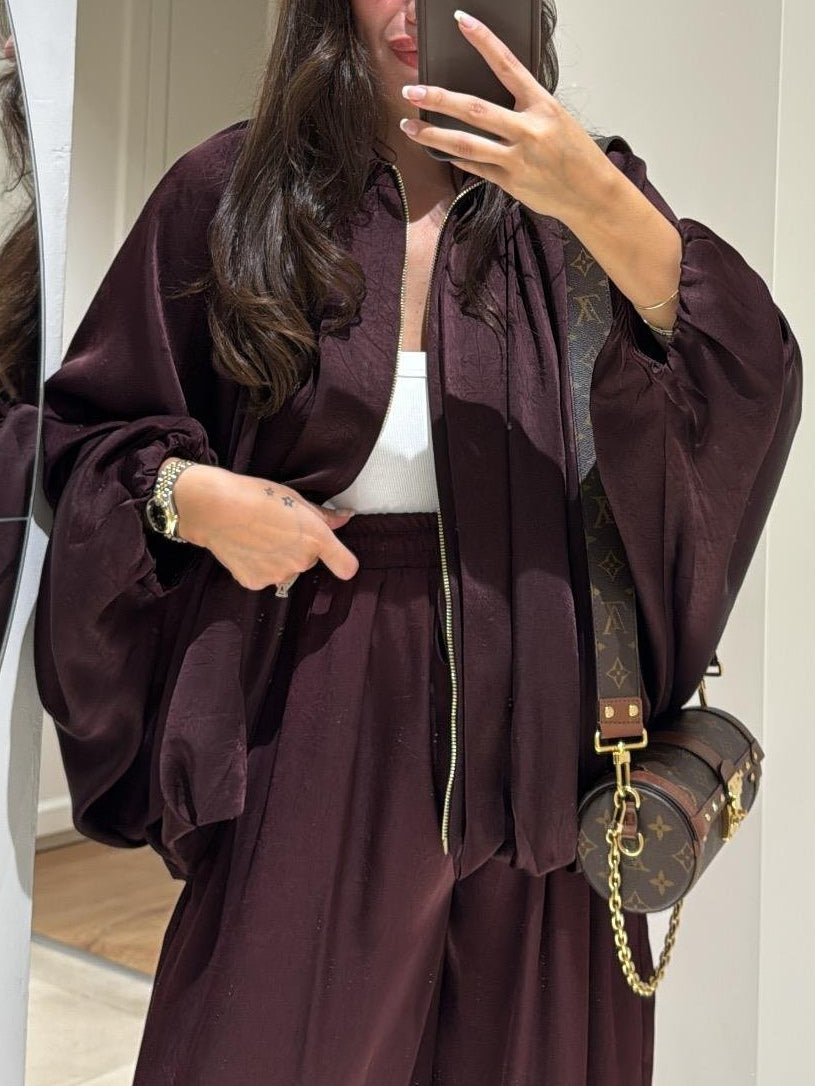 Brown Zippered Casual Jacket-thevervian