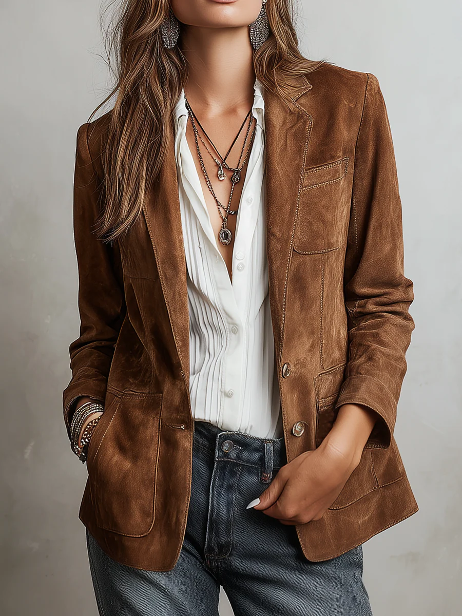 Vintage Brown Suede Jacket-thevervian