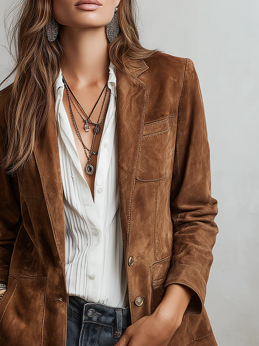 Vintage Brown Suede Jacket-thevervian