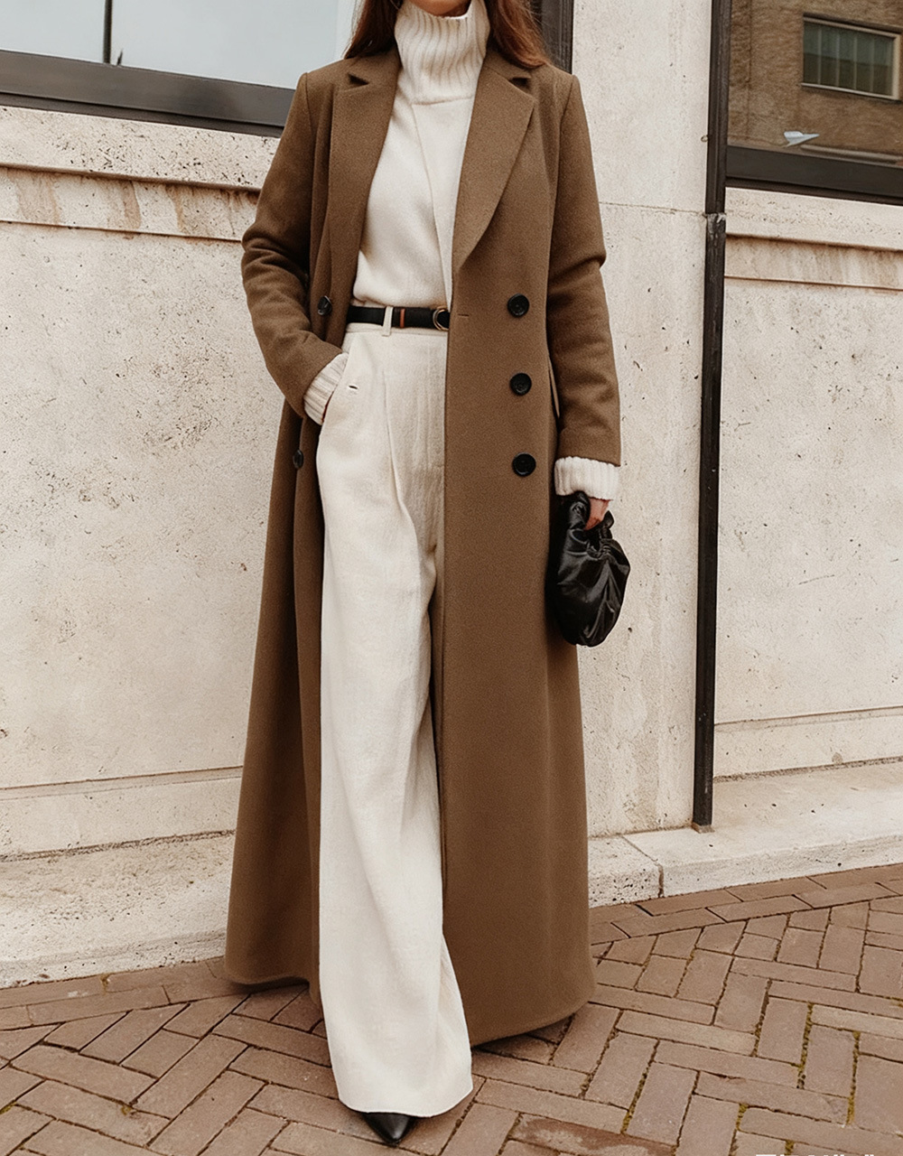 Woolen Solid Long Sleeve Maxi Coat-thevervian