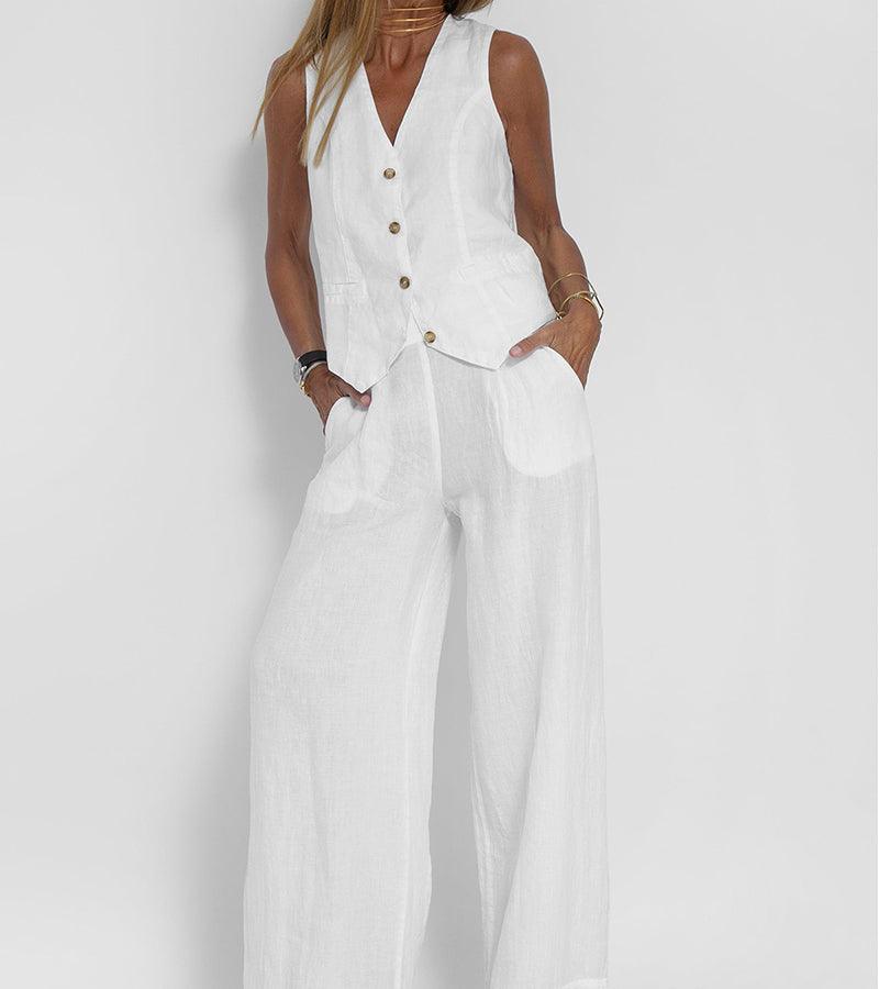Vest & Pants Cotton Leisure Suit-thevervian