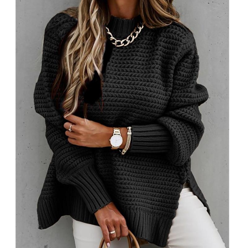 Side Split Knitted  Sweater Top-thevervian