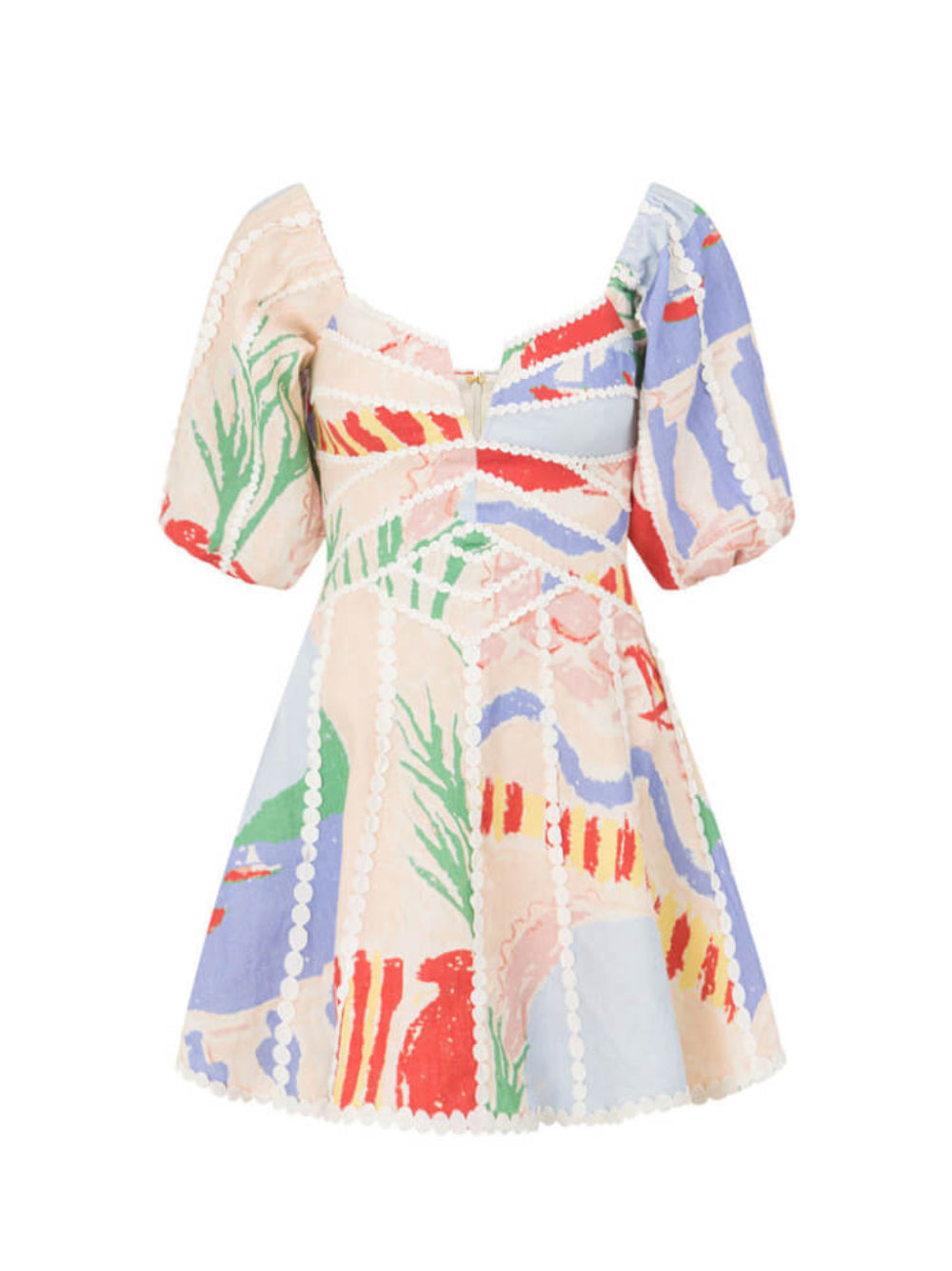 Modern Sophisticated Art Graffiti Floral Print Mini Dress-thevervian