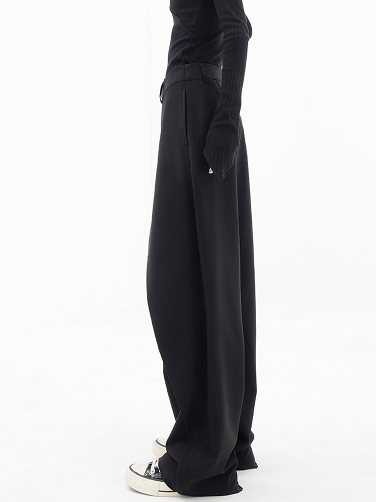 Asymmetrical Layer Button Baggy Wide Leg Pants-thevervian