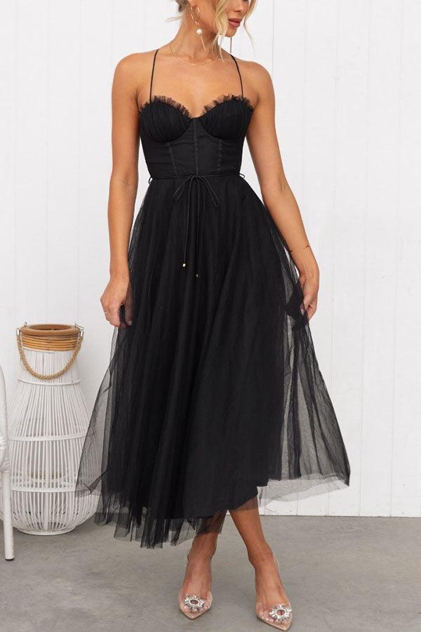 Modern-day Princess Chiffon Suspenders Party Maxi Dress-thevervian