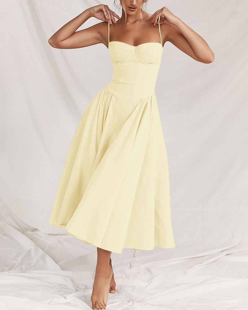 French suspender temperament tube top court style dress-thevervian