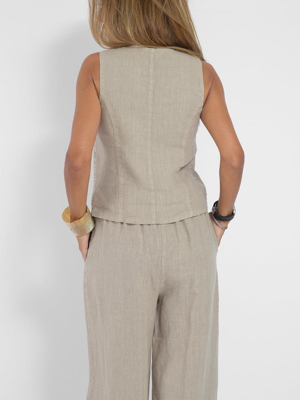 Vest & Pants Cotton Leisure Suit-thevervian