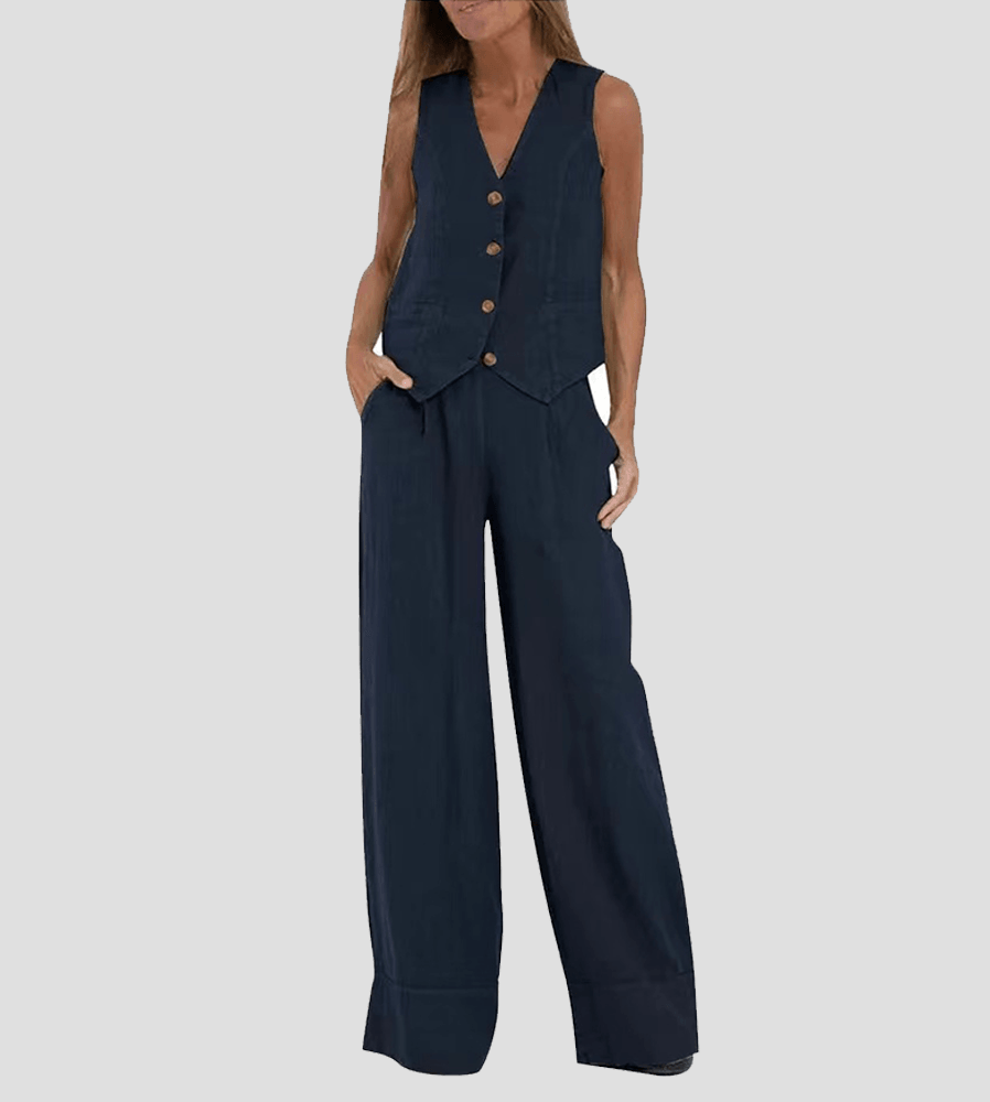 Vest & Pants Cotton Leisure Suit-thevervian