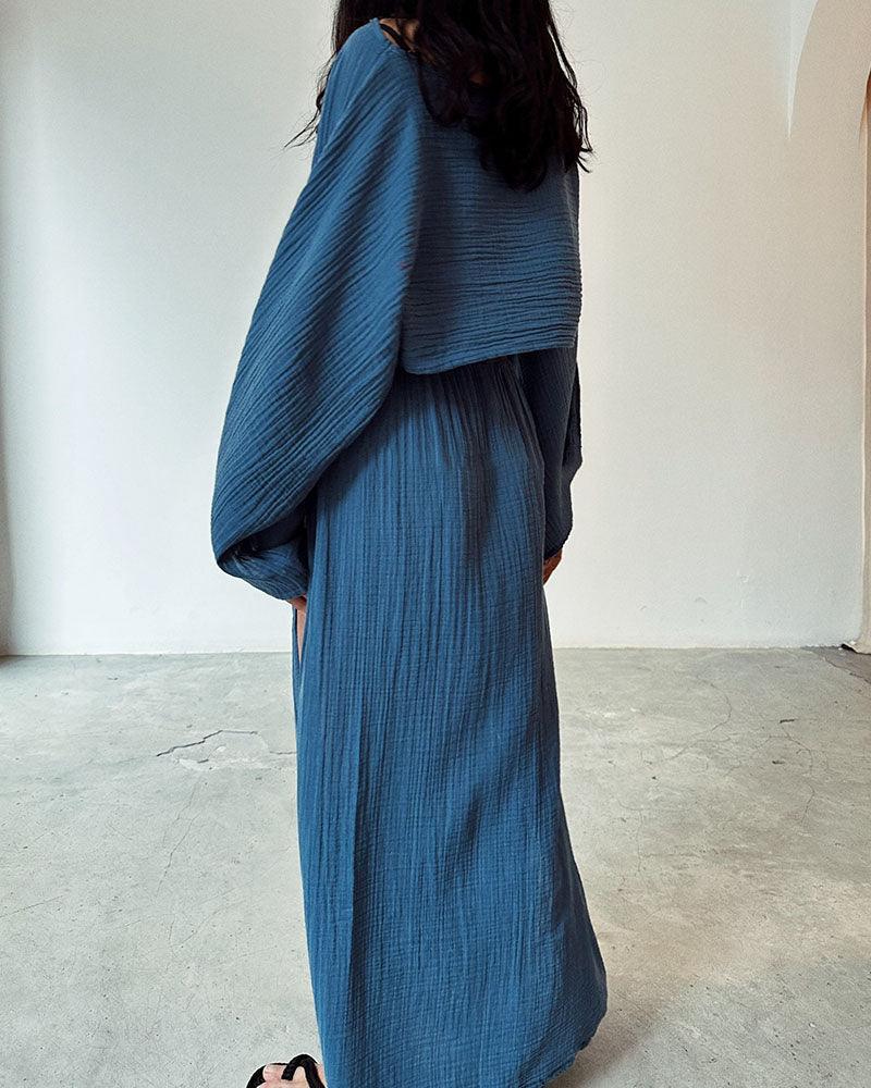 Chic slit cotton and linen casual two-piece set-thevervian