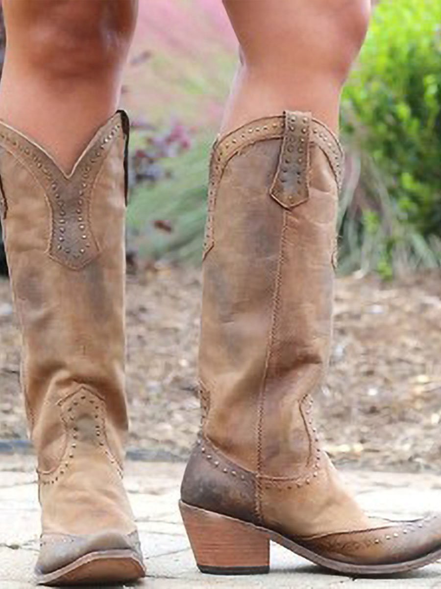 Vintage Studded Cowgirl Boots-thevervian