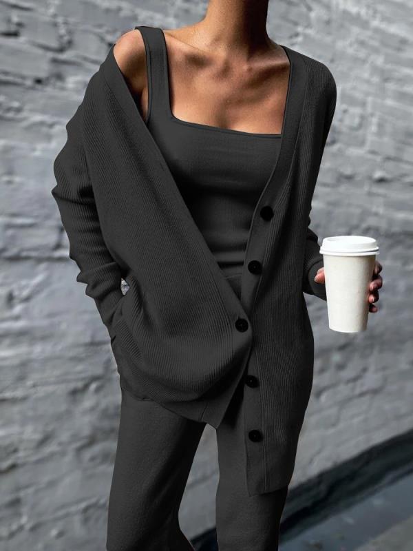 Comfortable Knitted Three-Piece Set-thevervian
