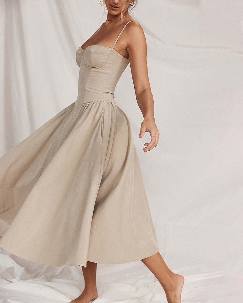 French suspender temperament tube top court style dress-thevervian